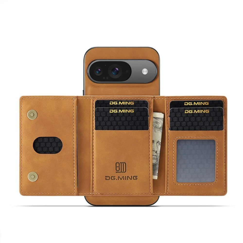 DG.MING M2 Series for Google Pixel 10 Pro  /  Pixel 10 Case PU + PC + TPU Phone Cover Detachable Wallet - Brown - 2