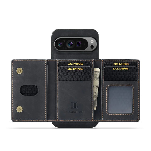 DG.MING M2 Series for Google Pixel 10 Pro XL Case PU + PC + TPU Phone Cover Detachable Wallet - Black - 2