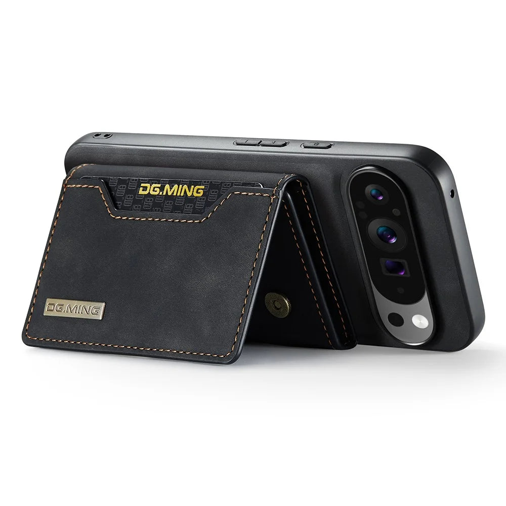 DG.MING M2 Series for Google Pixel 10 Pro XL Case PU + PC + TPU Phone Cover Detachable Wallet - Black - 4