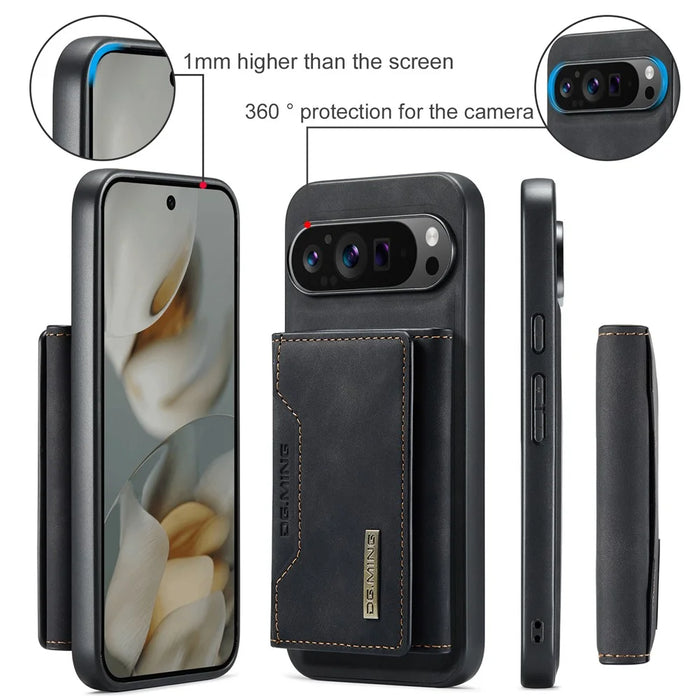 DG.MING M2 Series for Google Pixel 10 Pro XL Case PU + PC + TPU Phone Cover Detachable Wallet - Black - 5
