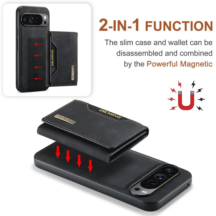 DG.MING M2 Series for Google Pixel 10 Pro XL Case PU + PC + TPU Phone Cover Detachable Wallet - Black - 7