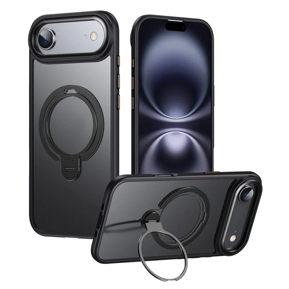 For iPhone Air Phone Case Compatible with MagSafe Kickstand Matte Back Cover - Black - 1