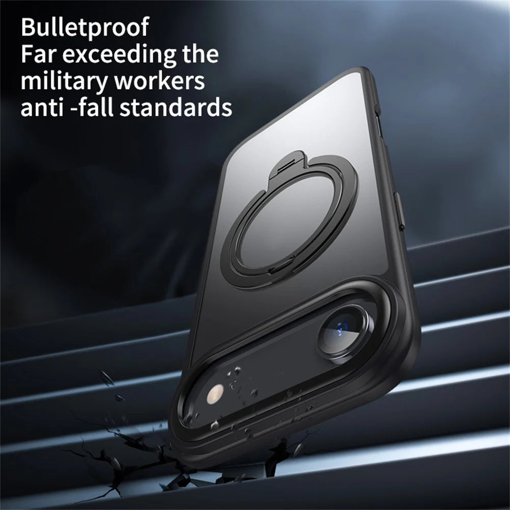 For iPhone Air Phone Case Compatible with MagSafe Kickstand Matte Back Cover - Black - 3