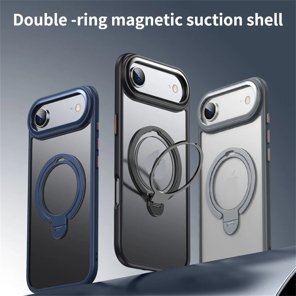 For iPhone Air Phone Case Compatible with MagSafe Kickstand Matte Back Cover - Black - 6