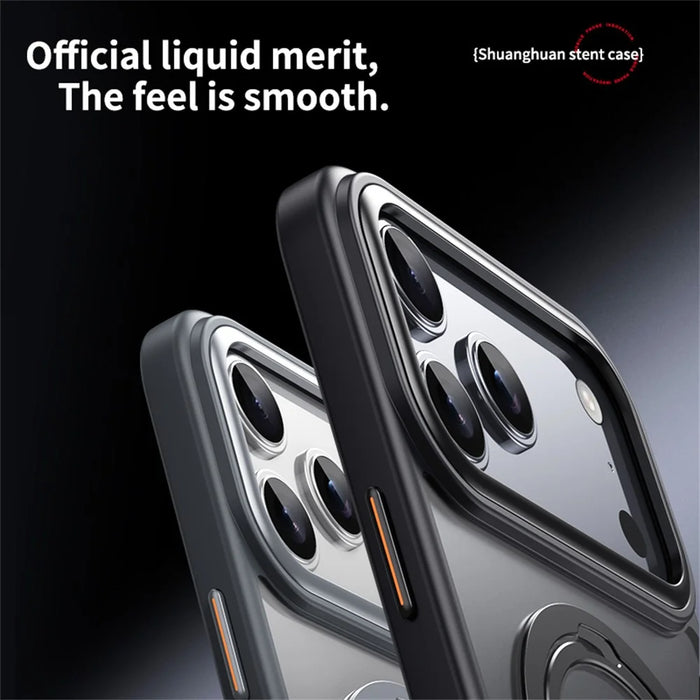 For iPhone 17 Pro Phone Case Compatible with MagSafe Kickstand Matte Back Cover - Black - 5