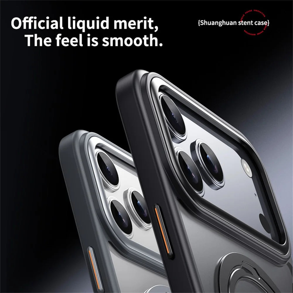 For iPhone 17 Pro Max Phone Case Compatible with MagSafe Kickstand Matte Back Cover - Black - 5