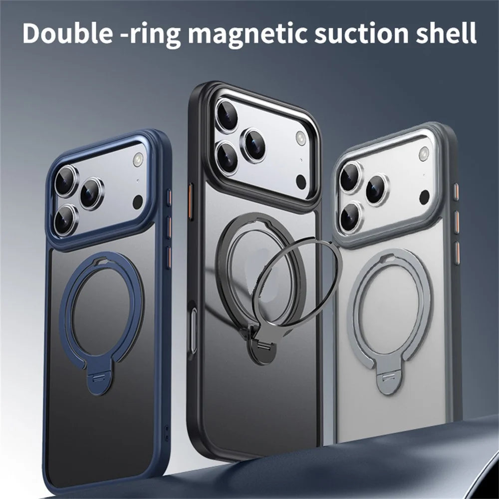 For iPhone 17 Pro Max Phone Case Compatible with MagSafe Kickstand Matte Back Cover - Black - 6