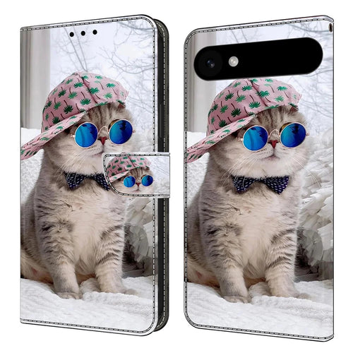 For iPhone Air Wallet Case Pattern Printing Stand Leather Flip Phone Cover - Hat Cat - 1