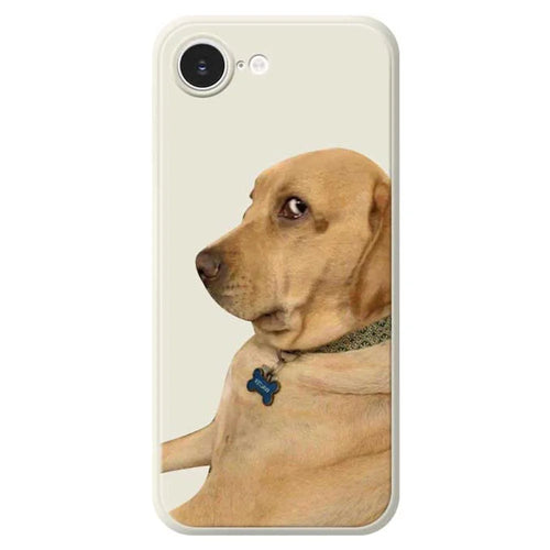 For iPhone 17e / 16e Case Yellow Dog Pattern Printing Straight Edge TPU Phone Back Cover - Beige - 1