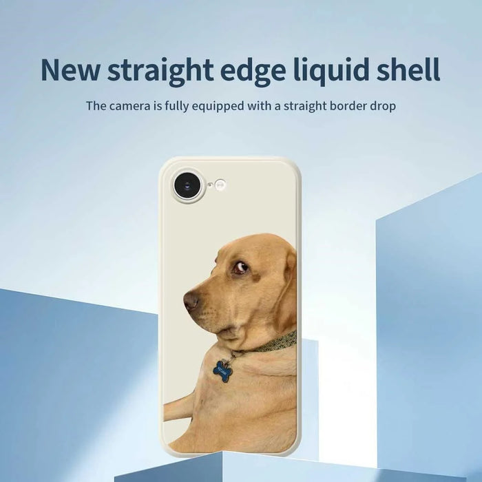 For iPhone 17e / 16e Case Yellow Dog Pattern Printing Straight Edge TPU Phone Back Cover - Beige - 2
