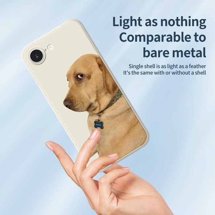 For iPhone 17e / 16e Case Yellow Dog Pattern Printing Straight Edge TPU Phone Back Cover - Beige - 3