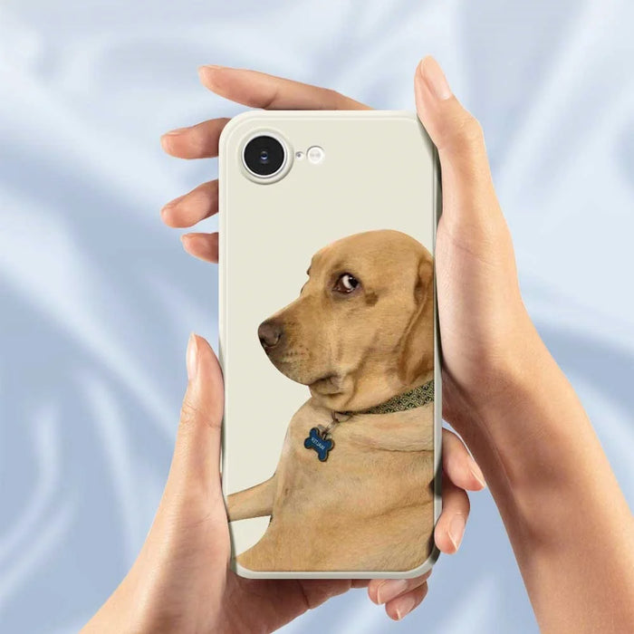 For iPhone 17e / 16e Case Yellow Dog Pattern Printing Straight Edge TPU Phone Back Cover - Beige - 4