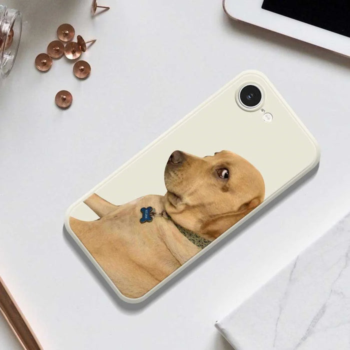 For iPhone 17e / 16e Case Yellow Dog Pattern Printing Straight Edge TPU Phone Back Cover - Beige - 6