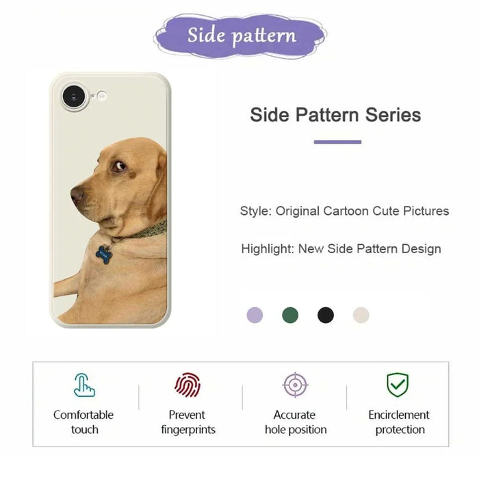 For iPhone 17e / 16e Case Yellow Dog Pattern Printing Straight Edge TPU Phone Back Cover - Beige - 7