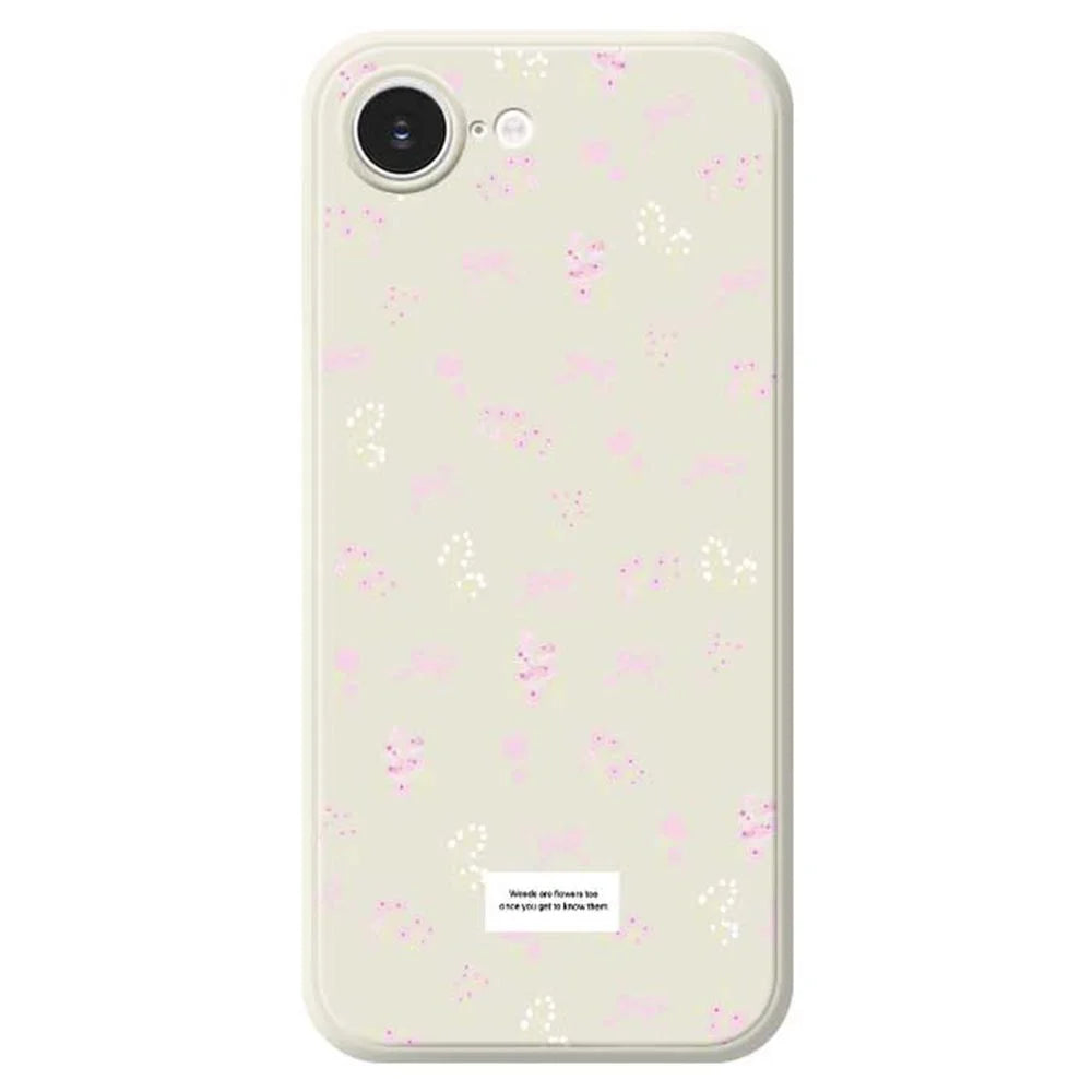 For iPhone 17e / 16e Case Cute Floral Pattern Printing Straight Edge TPU Phone Back Cover - Beige - 1