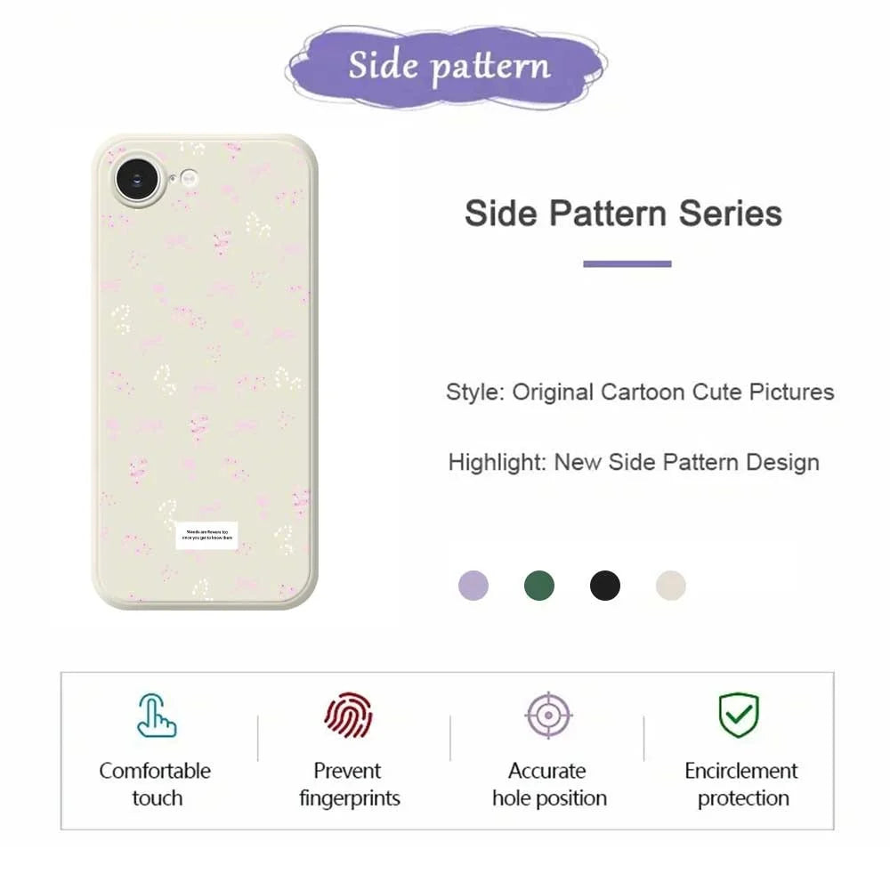 For iPhone 17e / 16e Case Cute Floral Pattern Printing Straight Edge TPU Phone Back Cover - Beige - 6