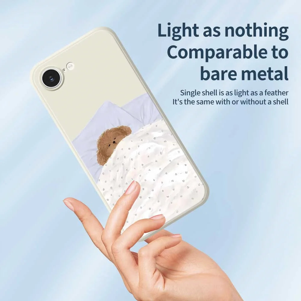 For iPhone 17e / 16e Case Cute Sleeping Dog Pattern Printing Straight Edge TPU Phone Back Cover - Beige - 3