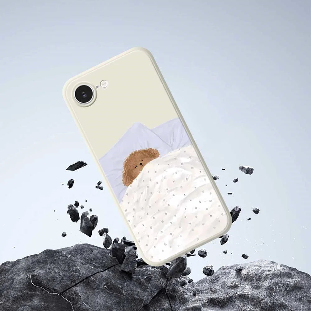 For iPhone 17e / 16e Case Cute Sleeping Dog Pattern Printing Straight Edge TPU Phone Back Cover - Beige - 5