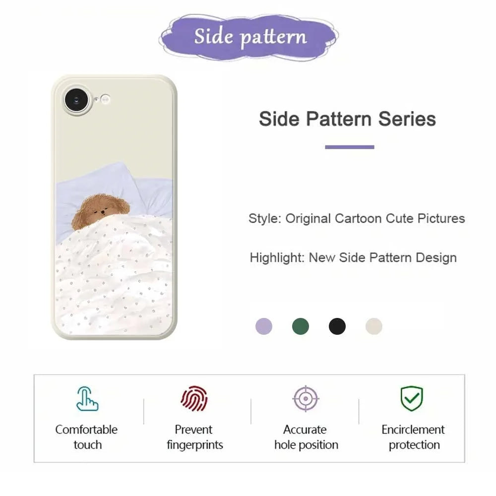 For iPhone 17e / 16e Case Cute Sleeping Dog Pattern Printing Straight Edge TPU Phone Back Cover - Beige - 7