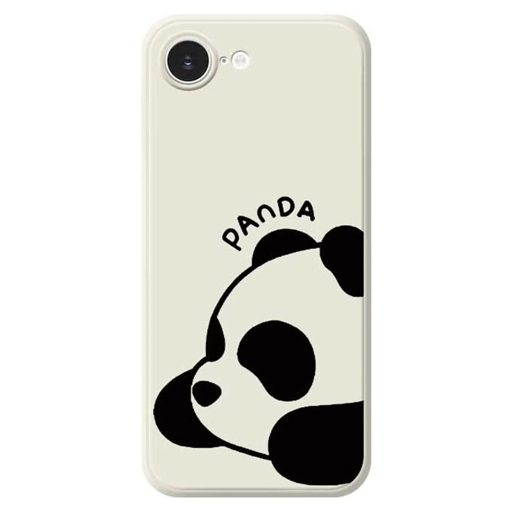 For iPhone 17e / 16e Case Cute Panda Pattern Printing Straight Edge TPU Phone Back Cover - Beige - 1