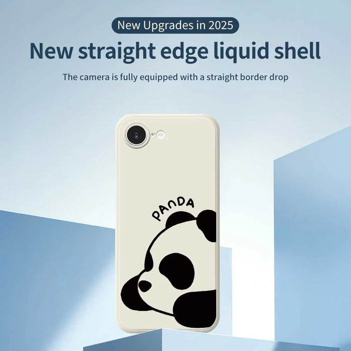For iPhone 17e / 16e Case Cute Panda Pattern Printing Straight Edge TPU Phone Back Cover - Beige - 2