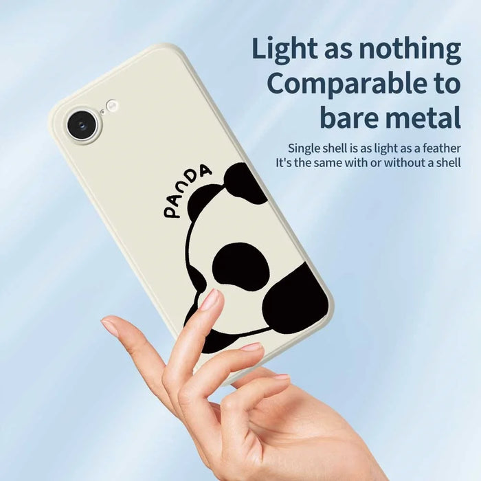 For iPhone 17e / 16e Case Cute Panda Pattern Printing Straight Edge TPU Phone Back Cover - Beige - 3