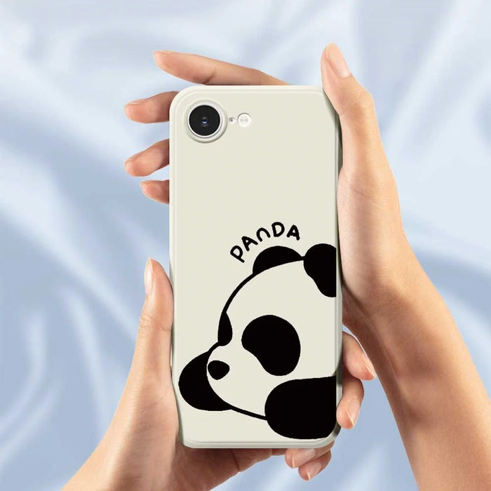 For iPhone 17e / 16e Case Cute Panda Pattern Printing Straight Edge TPU Phone Back Cover - Beige - 4