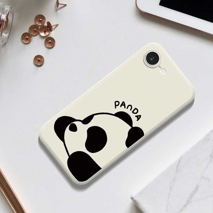 For iPhone 17e / 16e Case Cute Panda Pattern Printing Straight Edge TPU Phone Back Cover - Beige - 5