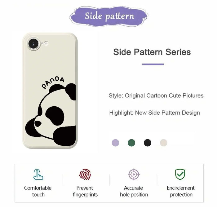 For iPhone 17e / 16e Case Cute Panda Pattern Printing Straight Edge TPU Phone Back Cover - Beige - 6