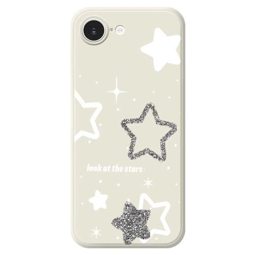 For iPhone 17e / 16e Case Cute Stars Pattern Printing Straight Edge TPU Phone Back Cover - Beige - 1