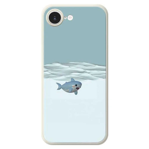 For iPhone 17e / 16e Case Cute Shark Pattern Printing Straight Edge TPU Phone Back Cover - Beige - 1