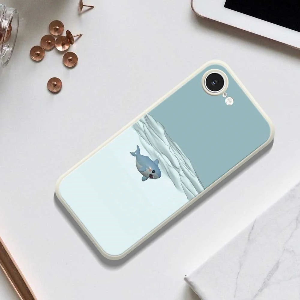For iPhone 17e / 16e Case Cute Shark Pattern Printing Straight Edge TPU Phone Back Cover - Beige - 6