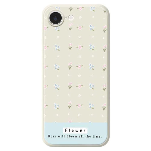 For iPhone 17e / 16e Case Cute Flower Pattern Printing Straight Edge TPU Phone Back Cover - Beige - 1