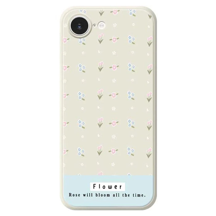 For iPhone 17e / 16e Case Cute Flower Pattern Printing Straight Edge TPU Phone Back Cover - Beige - 1