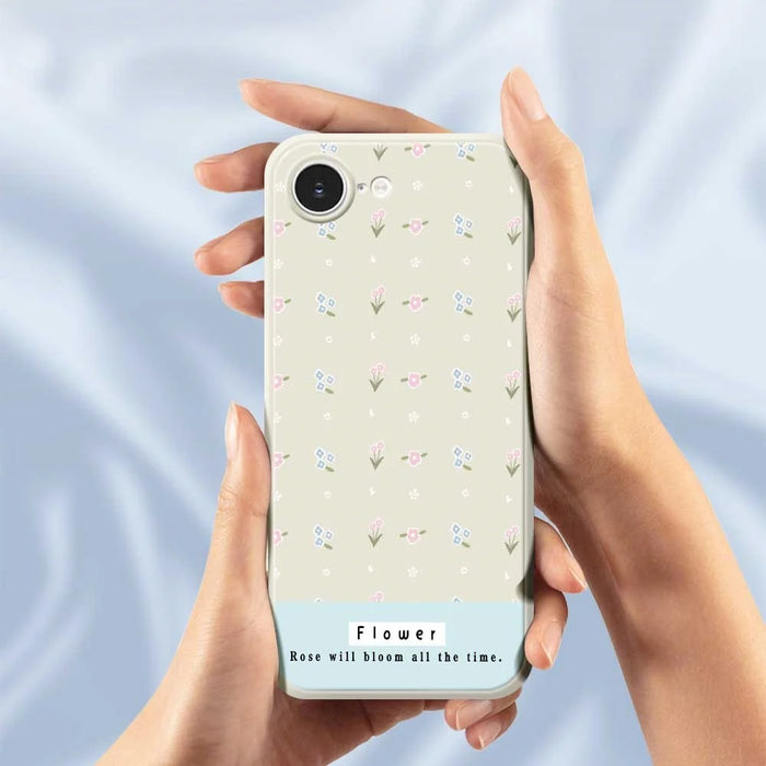 For iPhone 17e / 16e Case Cute Flower Pattern Printing Straight Edge TPU Phone Back Cover - Beige - 4