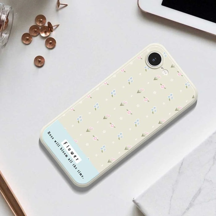 For iPhone 17e / 16e Case Cute Flower Pattern Printing Straight Edge TPU Phone Back Cover - Beige - 6