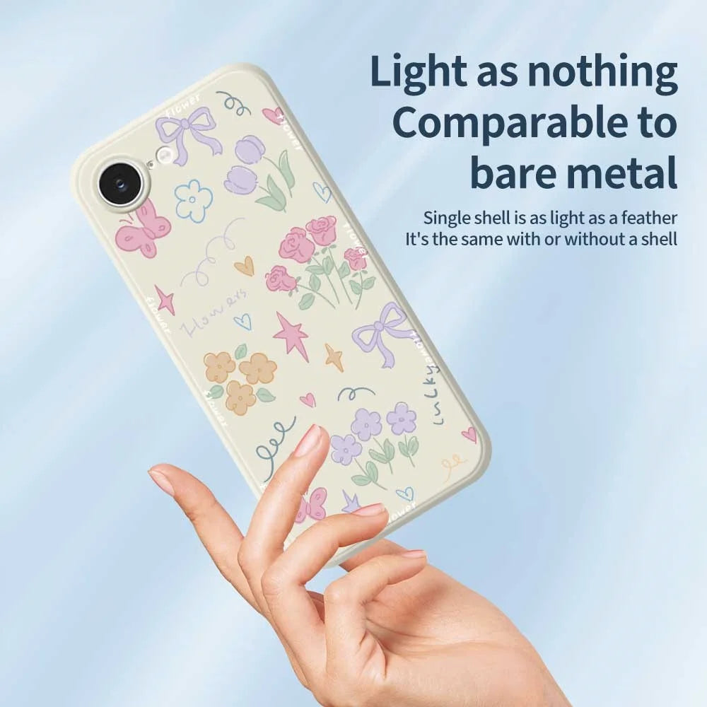 For iPhone 17e / 16e Case Cute Lucky Flowers Pattern Printing Straight Edge TPU Phone Back Cover - Beige - 4