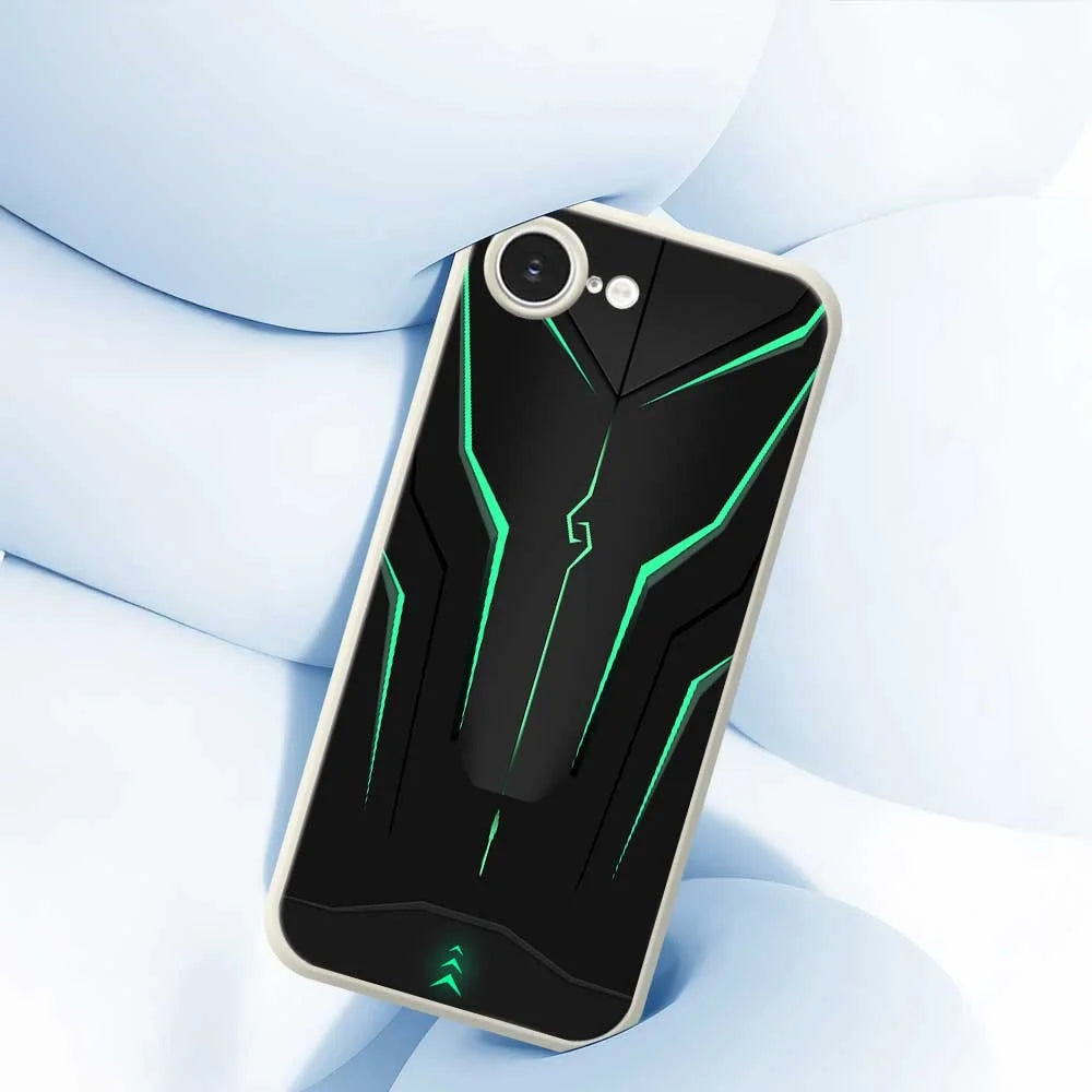 For iPhone 17e / 16e Case Cool Mecha Lines Pattern Printing Straight Edge TPU Phone Back Cover - Beige - 7