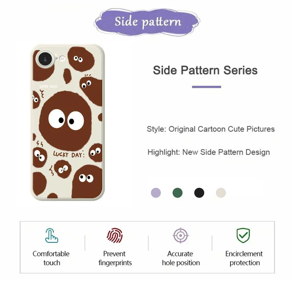 For iPhone 17e / 16e Case Funny Big Eyes Doll Pattern Printing Straight Edge TPU Phone Back Cover - Beige - 2