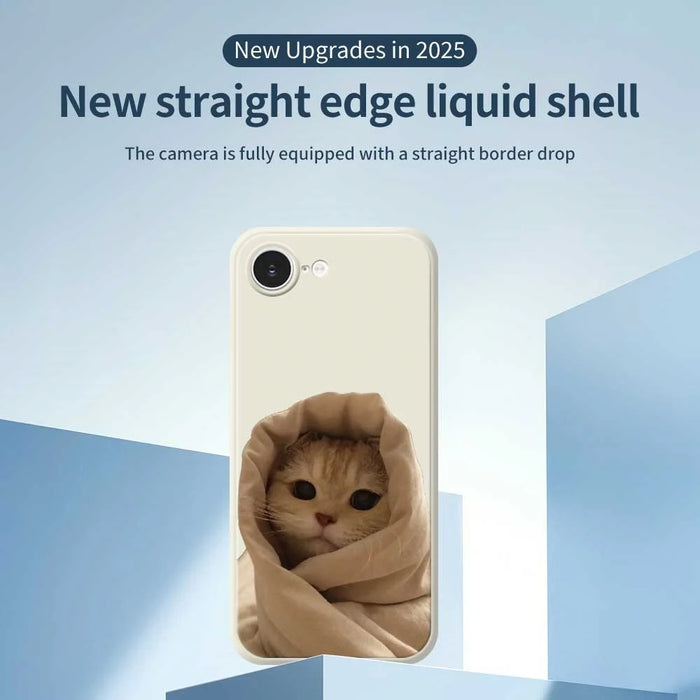 For iPhone 17e / 16e Case Wrapped Cat Pattern Printing Straight Edge TPU Phone Back Cover - Beige - 3