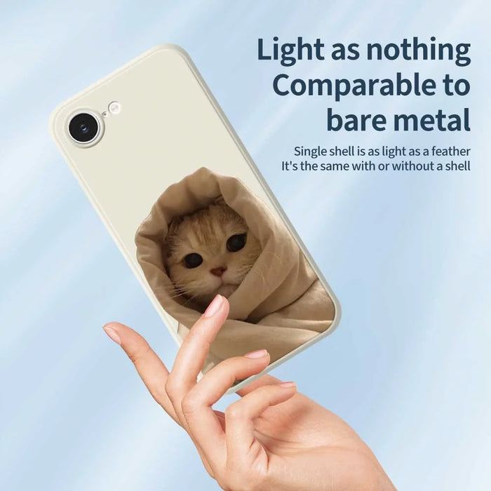 For iPhone 17e / 16e Case Wrapped Cat Pattern Printing Straight Edge TPU Phone Back Cover - Beige - 4