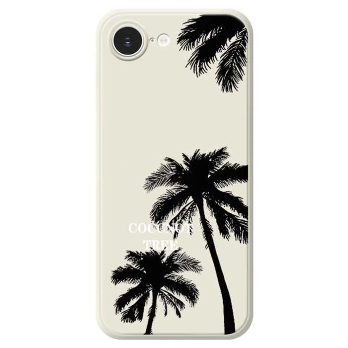For iPhone 17e / 16e Case Coconut Tree Pattern Printing Straight Edge TPU Phone Back Cover - Beige - 1