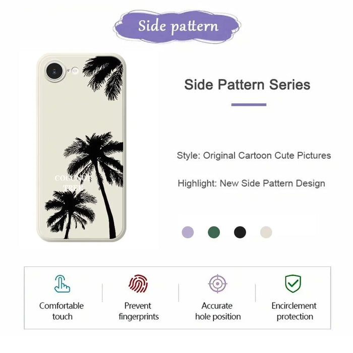 For iPhone 17e / 16e Case Coconut Tree Pattern Printing Straight Edge TPU Phone Back Cover - Beige - 2