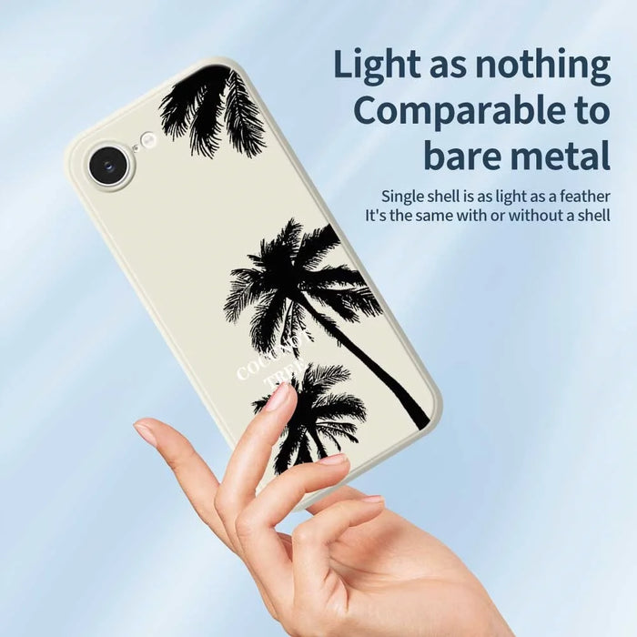For iPhone 17e / 16e Case Coconut Tree Pattern Printing Straight Edge TPU Phone Back Cover - Beige - 4