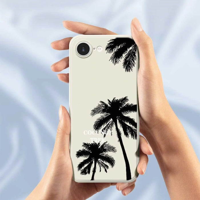 For iPhone 17e / 16e Case Coconut Tree Pattern Printing Straight Edge TPU Phone Back Cover - Beige - 5