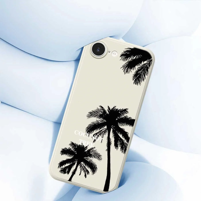 For iPhone 17e / 16e Case Coconut Tree Pattern Printing Straight Edge TPU Phone Back Cover - Beige - 7