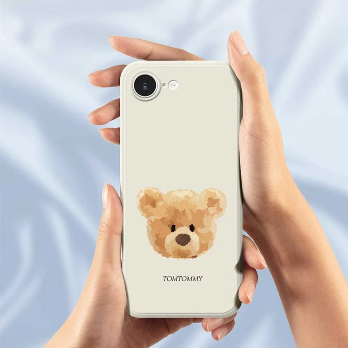For iPhone 17e / 16e Case Brown Bear Doll Head Pattern Printing Straight Edge TPU Phone Back Cover - Beige - 6