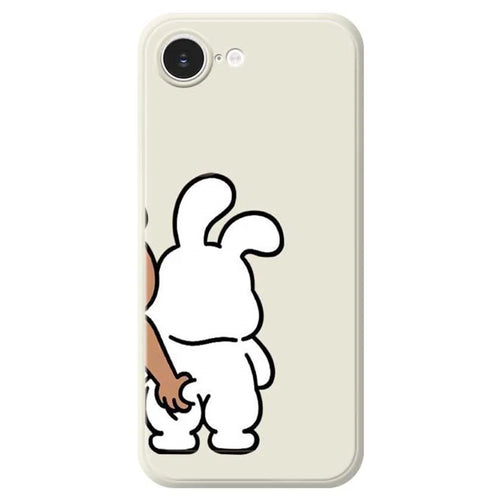 For iPhone 17e / 16e Case Pinch Rabbit Butt Pattern Printing Straight Edge TPU Phone Back Cover - Beige - 1