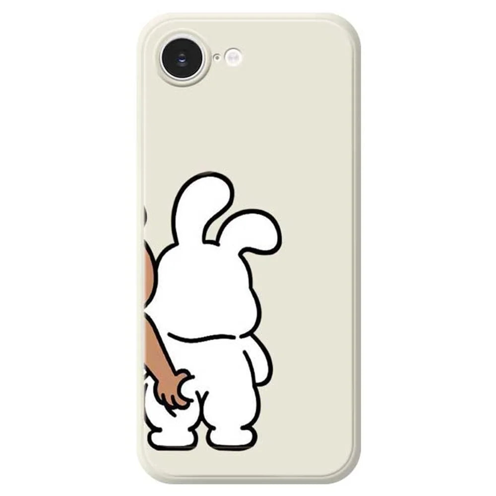 For iPhone 17e / 16e Case Pinch Rabbit Butt Pattern Printing Straight Edge TPU Phone Back Cover - Beige - 1