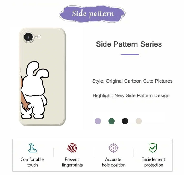 For iPhone 17e / 16e Case Pinch Rabbit Butt Pattern Printing Straight Edge TPU Phone Back Cover - Beige - 2